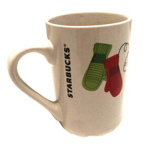 Starbucks Christmas Winter Coffee Tea Mug Bird Mittens 10oz  4.5"H 2011 White